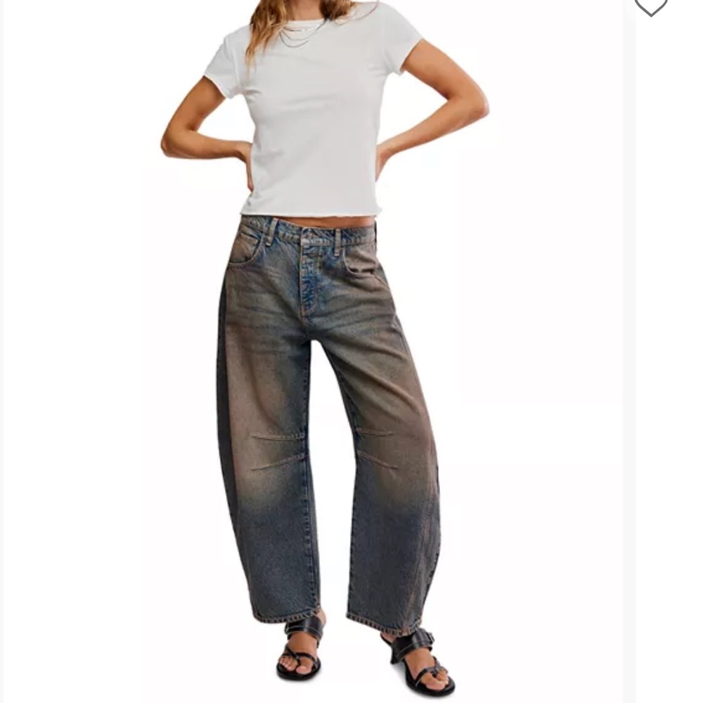 We the Free Good Luck Mid Rise Barrel Jeans